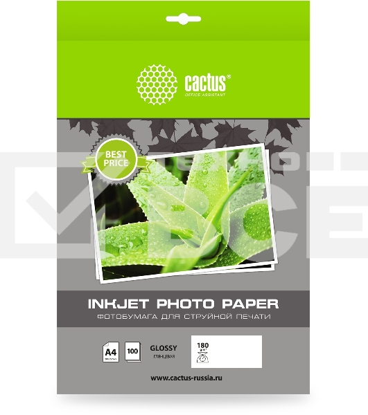 Фотобумага Cactus CS-GA4180100ED A4/180г/м2/100л./белый глянцевое для струйной печати