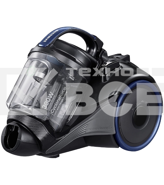 Пылесос Samsung VC15K4136HB/EV черный/синий, 390/1500 Вт, уборка сухая, пылесборник контейнер 1.3 л