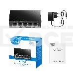 Коммутатор CUDY FS105 5-Port 10/100 Mbps Desktop Switch, 5 10/100M RJ45 Ports, Loop Detection, Metal Case, Power Saving, Plug & Play, фото 1