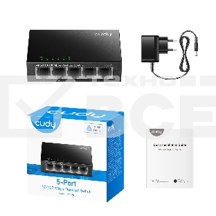 Коммутатор CUDY FS105 5-Port 10/100 Mbps Desktop Switch, 5 10/100M RJ45 Ports, Loop Detection, Metal Case, Power Saving, Plug & Play