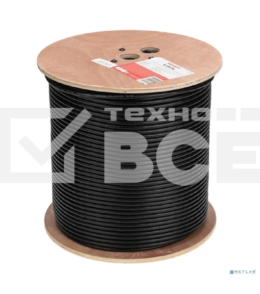 Кабель витая пара F/UTP, CAT 6, PE, 4PR, 23AWG, OUTDOOR, SOLID, черный, 305м Rexant