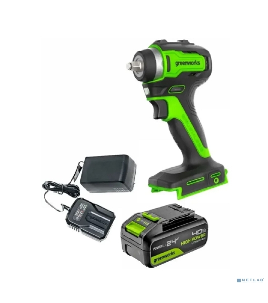 Гайковерт Greenworks G24IW200 аккум. патрон:квад.3/8' (3803607CUB)