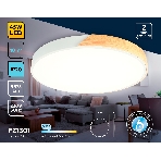 Потолочный светодиодный светильник Ambrella light FZ1301 WH/LW белый/светлое дерево 45W 5000K D500*50 (без ПДУ), фото 1