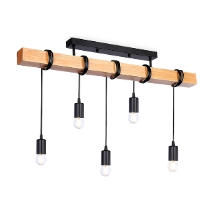 Светильник Ambrella light TR8183/5 BK/LW черный/светлое дерево E27*5 max 40W 800*50*420
