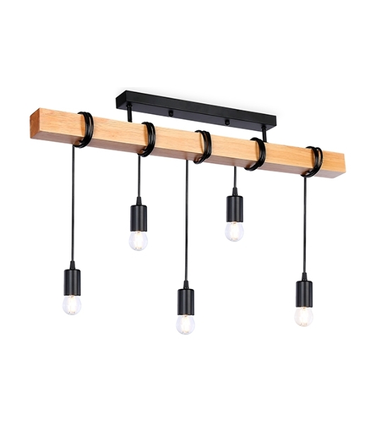 Светильник Ambrella light TR8183/5 BK/LW черный/светлое дерево E27*5 max 40W 800*50*420