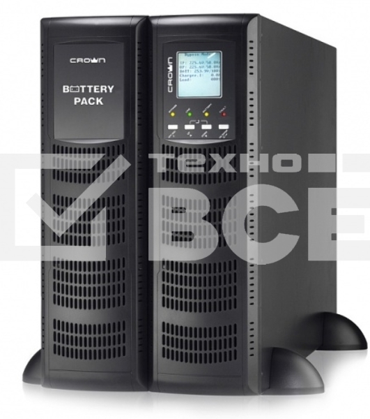 Источник бесперебойного питания CROWN On-Line CMUOA-300X-10K 10000VA/9000W, корпус металл, TOWER&RACK, 3U+3U, АКБ 16*12V/7AH, PF-0.9, AVR 110-300V, порт USB+RS-232, EPO, розетки - клемная колодка (Ph+N+GND), входной кабель 2,5 м, вентилятор охлаждения, ав