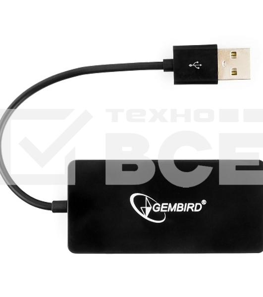 Концентратор USB 2.0 Gembird UHB-U2P4-03, 4 порта, блистер