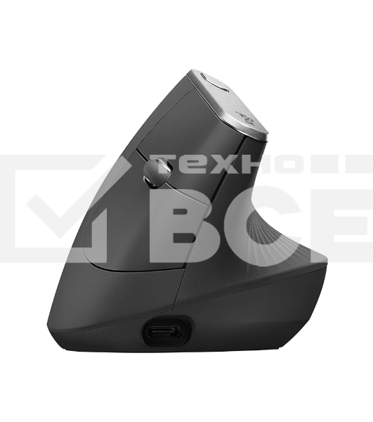 Мышь беспроводная/проводная Logitech MX Vertical графитовый, 4000 dpi, радиоканал, Bluetooth, USB, кнопки - 6