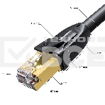 Патч-корд GCR PROF прямой 2.0m, FTP медь кат.6, позолоч. контакты и  коннектор, 25 AWG, Deluxe ethernet high speed 10 Гбит/с, RJ45, T568B, фото3