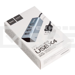 Переходник разветвитель Hoco HB1 USB - 4USB (USB 2.0 - 480 Мбит/с), 0.8 м, серый