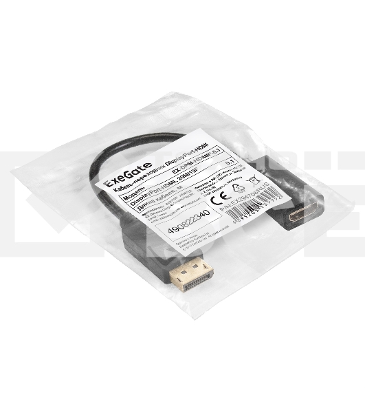 Кабель-переходник DisplayPort-HDMI ExeGate EX-DPM-HDMIF-0.1 (20M/19F, 0,1м)