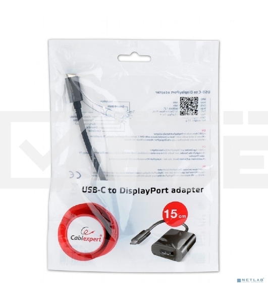 Переходник Cablexpert USB Type-C/DisplayPort, 15см, пакет (A-CM-DPF-01)
