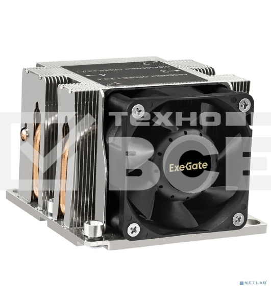 Кулер для процессора ExeGate ESNK-P0068AP4.PWM.2U.3647.Cu серебристый/черный, 60 мм, алюминий/медь, 6800 об/мин, 52 дБ, 4 pin, 205 Вт, 64.5 мм