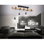 Светильник Ambrella light TR8183/5 BK/LW черный/светлое дерево E27*5 max 40W 800*50*420, фото 1