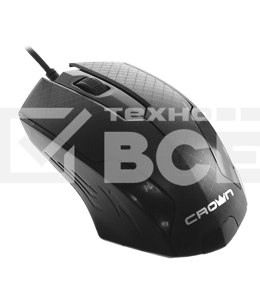Мышь проводная Crown CMM-100 черный, 1000 dpi, USB, кнопки - 3
