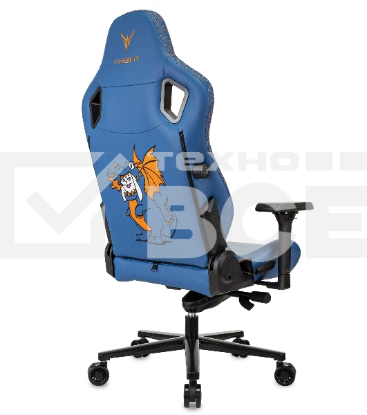 Кресло игровое Knight Craft Dragon синий эко.кожа крестов. металл