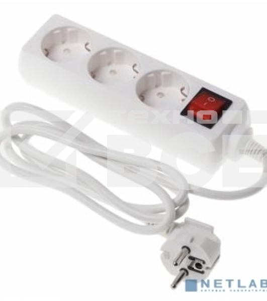 Сетевой удлинитель Buro BU-PS3.1/W 1.5м (3 розетки) белый (пакет ПЭ)