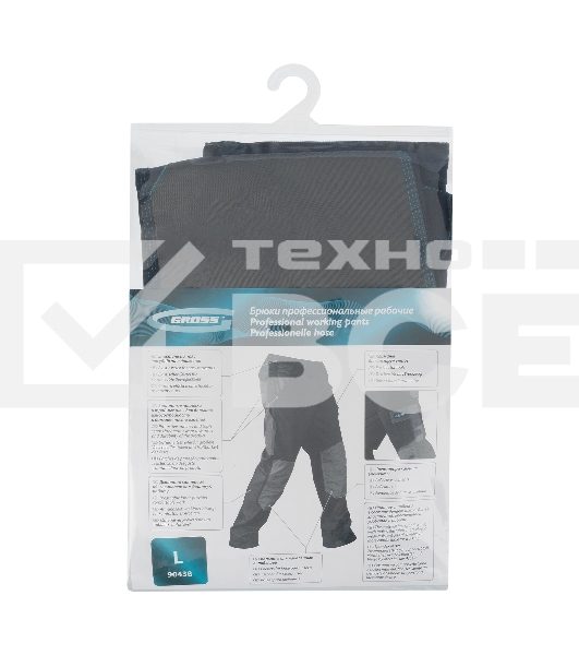 Брюки профессиональные рабочие, 97% хлопок 3% спандекс, L Gross