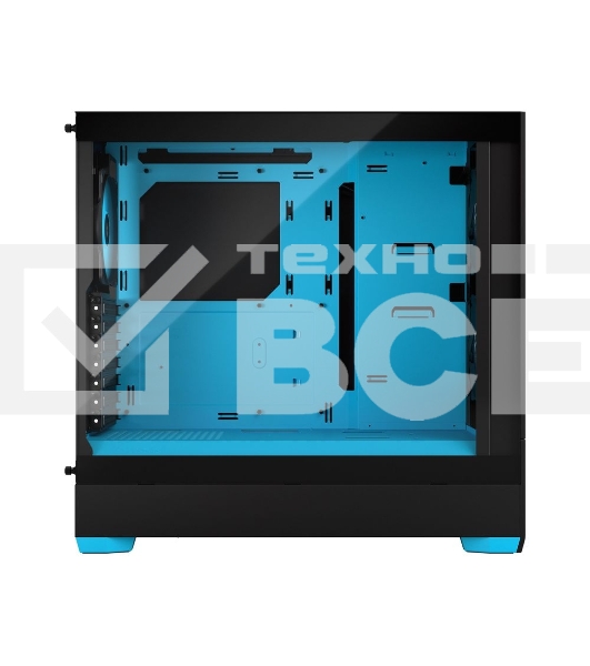 Компьютерный корпус без блока питания Fractal Design Pop Air RGb Cyan Core TG Clear Tint, Midi-Tower, 3x120мм RGb, 2xUSB-A 3.2 ATX, mATX, mITX черный/циан
