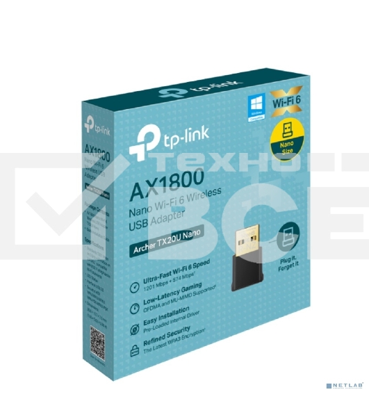 вухдиапазонный беспроводной нано-USB-адаптер Wi-Fi TP-Link Archer TX20U Nano