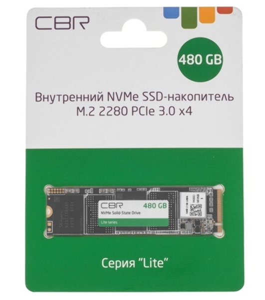Накопитель SSD CBR, M.2 2280, 480Gb, PCIe 3.0 x4, NVMe, R/W 2100/1600