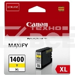 Картридж струйный CANON PGI-1400XL желтый (935 стр. 12 мл) для Canon MAXIFY МВ2040/2340/2740, фото 1