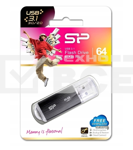 Флеш диск 64GB USB Drive <USB 3.0> Silicon Power Blaze B02 Black (SP064GBUF3B02V1K)