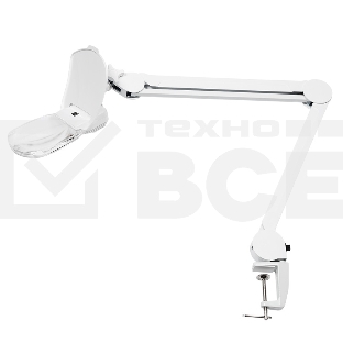 Лупа на струбцине Rexant, квадратная 3D+20D, с подсветкой 6 LED, серия EXPERT, белая 31-0565