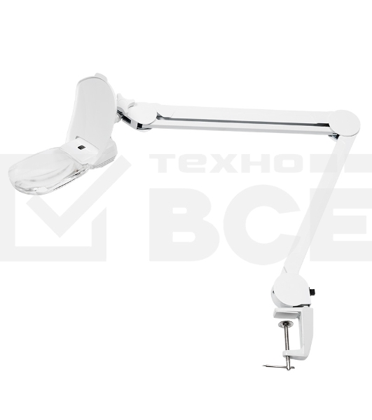 Лупа на струбцине Rexant, квадратная 3D+20D, с подсветкой 6 LED, серия EXPERT, белая 31-0565