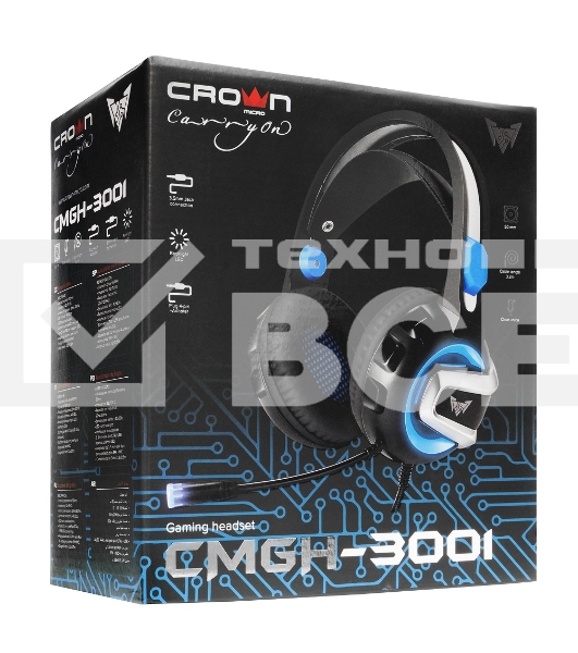 Гарнитура игровая Crown CMGH-3001 черный/синий