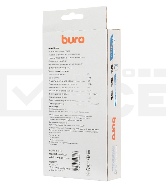 Сетевой фильтр Buro 800SH-3-B 3м (8 розеток) черный (коробка)