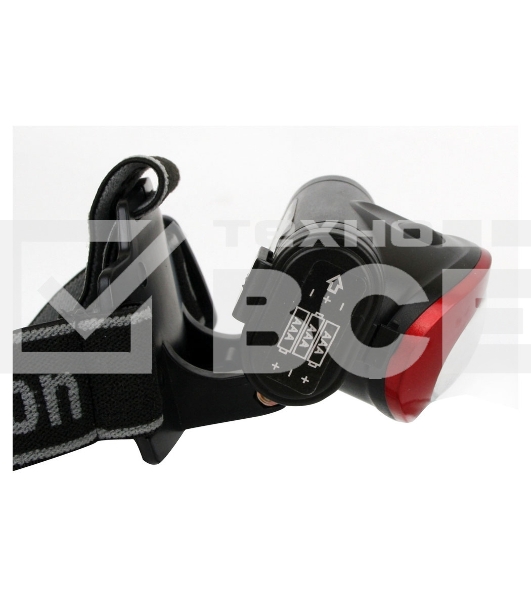 Фонарь налобный Camelion LED5382 черный/красный 3Вт лам.:светодиод. AAAx3 (13366)
