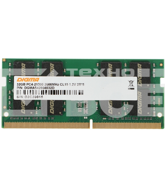 Оперативная память Digma, DDR4, 32GB (1x32GB), 2666MHz, CL19
