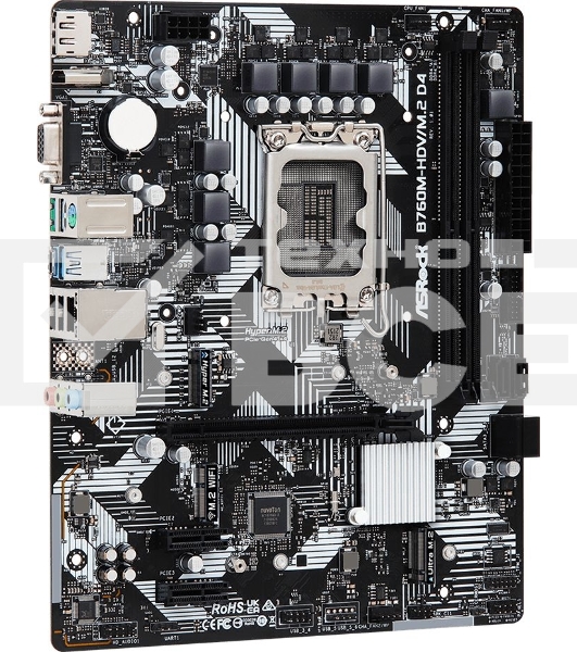 Материнская плата ASRock B760M-HDV/M.2 D4, LGA 1700, Intel B760, 2xDDR4, 4xSATA, 2xM.2, 1xPCIe 4.0 x16, 2xPCIe x1, 1xDP, 1xHDMI, 1xVGA, 1x 1Gb LAN, 2xUSB-A 3.2 Gen 1, 3xUSB 2.0, 3x3.5 мм, 7.1, mATX