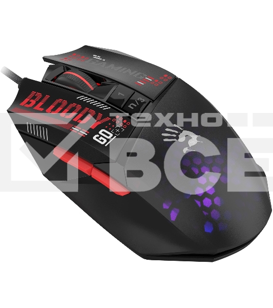 Мышь проводная A4Tech Bloody W60 Max Mini черный, 12000 dpi, USB, кнопки - 9