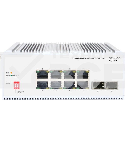 Коммутатор Unmanaged Industrial Switch 8x1000Base-T PoE, 2x1000Base-X SFP, PoE Budget 185W, Surge 4KV, -40 to 75°C