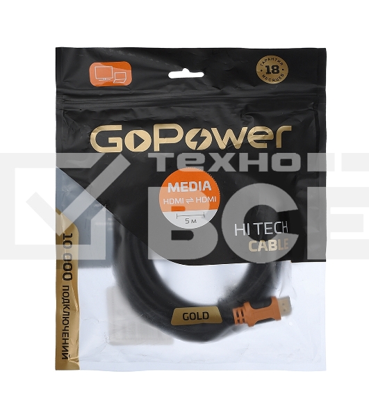 Кабель GOPOWER HDMI (M)-HDMI (M) 5.0M 00-00027310 BLACK