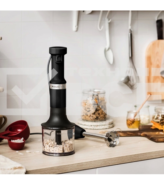 Погружной блендер KitchenAid 5KHBV83EBM с аксессуарами, матовый черный