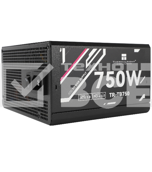 Блок питания Thermalright, 750W 80+ Bronze (ATX, 3.0, PCIe 5.0, Full modular, 1x24(20+4)pin, 2xCPU 8(4+4)pin, 4xPCIe*2 8(6+2)pin, 3xSATA3, 1x12+4pin (12VHPWR PCIe 5.0 12+4pin 600mm), 3xMOLEX4pin, Active, 120x120mm, 150x140x86mm, APFC, black)