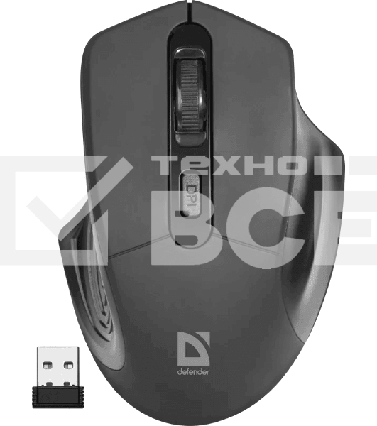 Мышь беспроводная Defender Datum MB-345 черный, 1600 dpi, радиоканал, USB, кнопки - 4