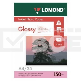 Фотобумага Lomond 0102043 A4/150г/м2/25л./белый глянцевое для струйной печати