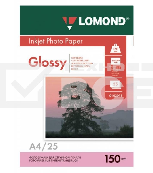 Фотобумага Lomond 0102043 A4/150г/м2/25л./белый глянцевое для струйной печати
