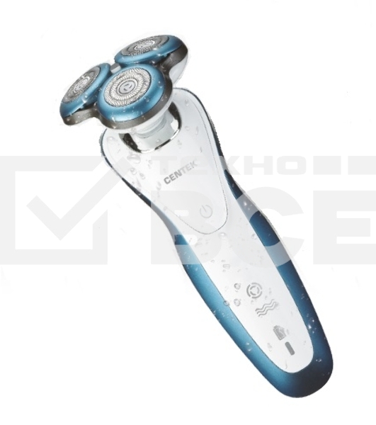 Бритва Centek CT-2163 (серебр) ротор, +ВЛАЖНОЕ БРИТЬЁ, 3 плав.головки, 2-йные лезвия, до 40 мин. раб