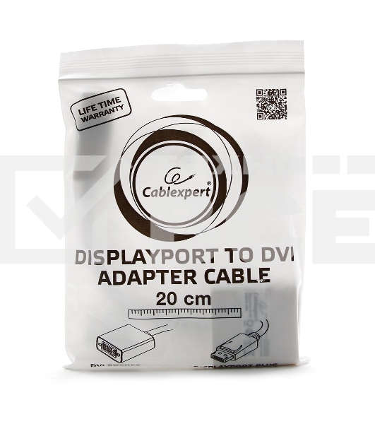 Переходник DisplayPort - DVI Cablexpert A-DPM-DVIF-002-W, 20M/19F, белый, пакет
