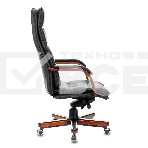 Кресло руководителя Бюрократ T-9927WALNUT/BLACK черный, кожа, крестовина дерево, фото7