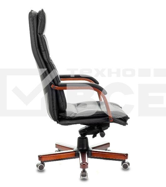 Кресло руководителя Бюрократ T-9927WALNUT/BLACK черный, кожа, крестовина дерево