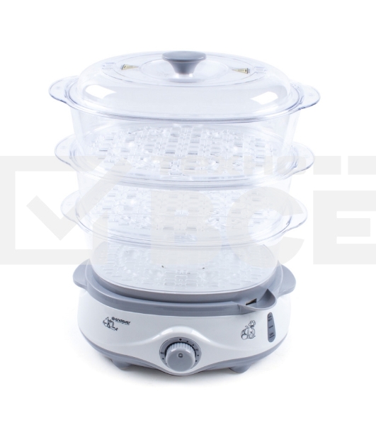 Пароварка электрическая Endever Vita-170, белый/серый, мощность 1000 Вт, объем 11 л