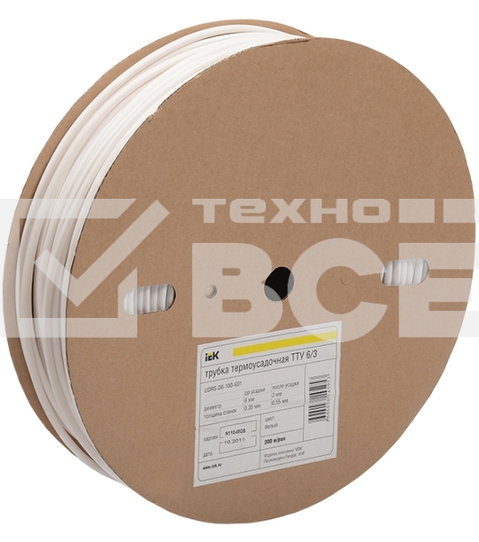 Трубка термоусадочная тонкостен. ТТУ-12/6 черный (уп.100м) IEK UDRS-D12-100-K02