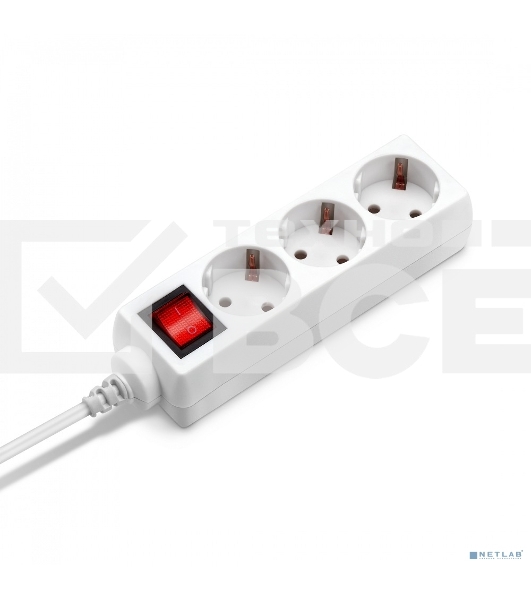 Сетевой удлинитель Buro BU-PS3.1/W 1.5м (3 розетки) белый (пакет ПЭ)