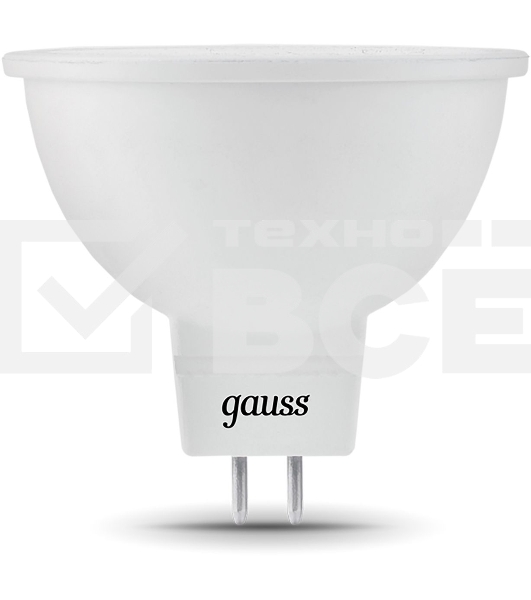 Лампа светодиодная Gauss Black 7Вт цок.:GU5.3 рефлек. 220B 3000K св.свеч.бел.теп. MR16 (упак.:10шт) (101505107)